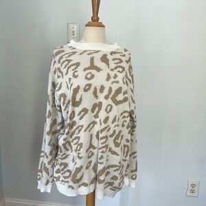 C+D+M.Collection Boho Sweater Animal Print Oversized‎ Size S